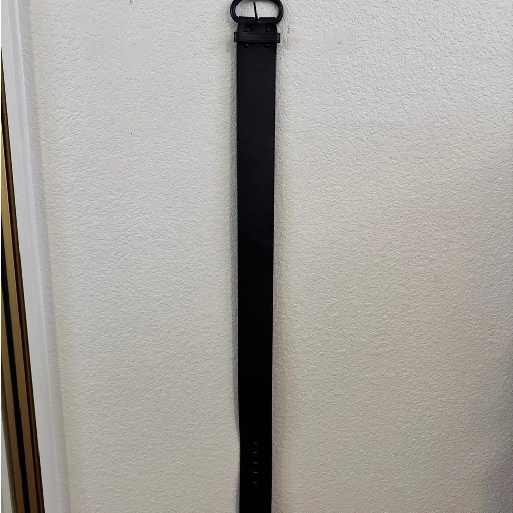 Women’s Black Wide Leather Belt with Matte Black Buckle - Picture 3 of 5